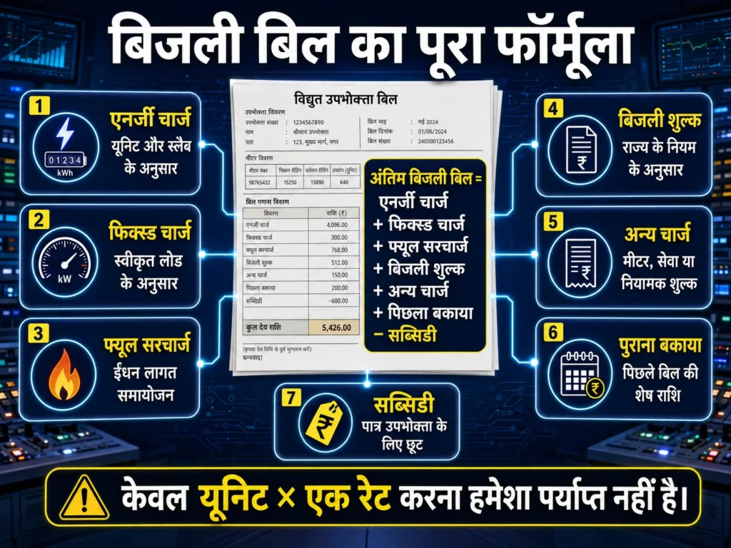 बिजली बिल कैसे निकाला जाता है? यूनिट, रेट और पूरा हिसाब