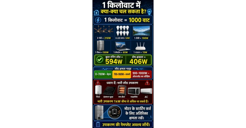 1 किलोवाट में क्या-क्या चल सकता है